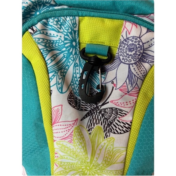 High Sierra Suspension Padded Strap Backpack Green Yellows Pinks Camp Travel - Picture 5 of 11